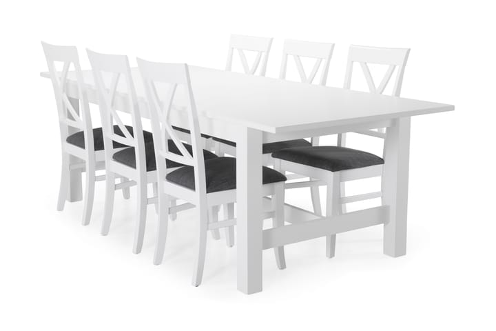 Ruokapöytä Isadora 6 Twain tuolia - Valkoinen - Huonekalut - Pöydät & ruokailuryhmät - Ruokailuryhmä