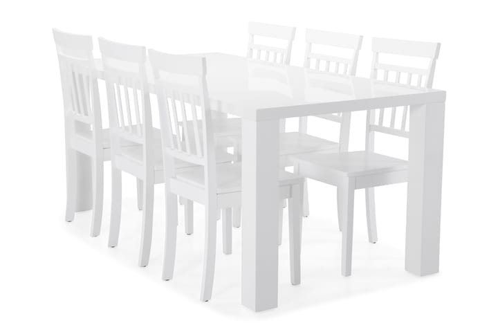 Ruokapöytä Jack 6 Catskill tuolia - Valkoinen - Huonekalut - Pöytä & ruokailuryhmä - Ruokailuryhmä