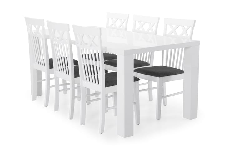 Ruokapöytä Jack 6 Magdalena tuolia - Valkoinen - Huonekalut - Pöydät & ruokailuryhmät - Ruokailuryhmä
