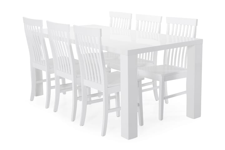 Ruokapöytä Jack 6 Milica tuolia - Valkoinen - Huonekalut - Pöydät & ruokailuryhmät - Ruokailuryhmä