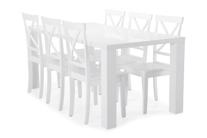 Ruokapöytä Jack 6 Nadica tuolia - Valkoinen - Huonekalut - Pöydät & ruokailuryhmät - Ruokailuryhmä