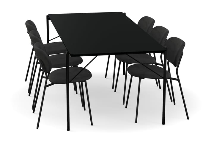 Ruokapöytä Leeling 200 cm 6 Mcwain tuolia Sametti - Musta - Huonekalut - Pöytä & ruokailuryhmä - Ruokailuryhmä
