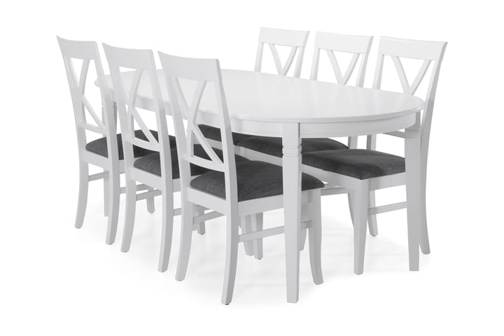 Ruokapöytä Lowisa 200 cm Ovaali - Valkoinen - Huonekalut - Pöytä & ruokailuryhmä - Ruokailuryhmä