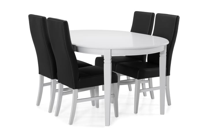 Ruokapöytä Lowisa 4 kpl Max tuolia - Valkoinen/musta - Huonekalut - Pöydät & ruokailuryhmät - Ruokailuryhmä
