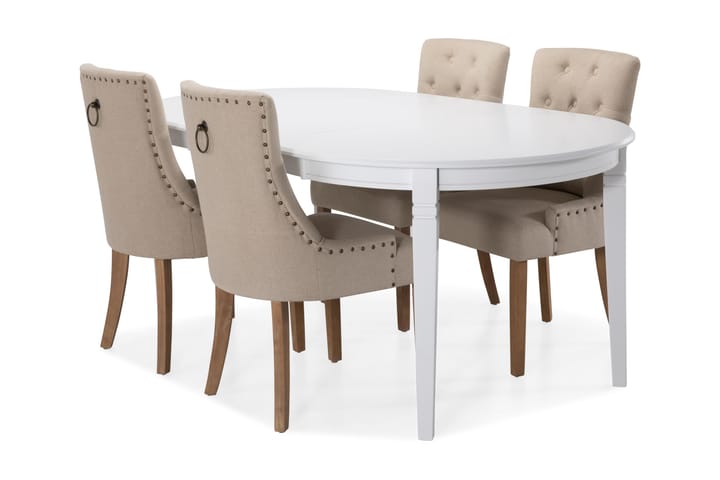 Ruokapöytä Lowisa 4 kpl Ophelia tuolia - Beige - Huonekalut - Pöydät & ruokailuryhmät - Ruokailuryhmä