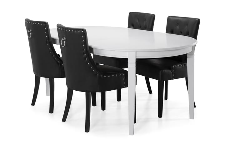 Ruokapöytä Lowisa 4 kpl Tuva tuolia - Musta - Huonekalut - Pöydät & ruokailuryhmät - Ruokailuryhmä