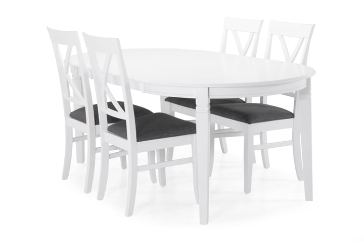 Ruokapöytä Lowisa 4 Twain tuolia - Valkoinen - Huonekalut - Pöytä & ruokailuryhmä - Ruokailuryhmä