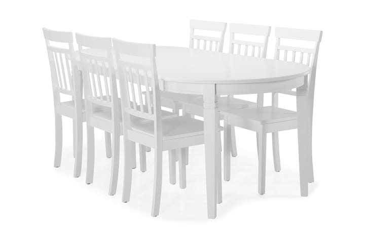 Ruokapöytä Lowisa 6 Catskill tuolia - Valkoinen - Huonekalut - Pöydät & ruokailuryhmät - Ruokailuryhmä