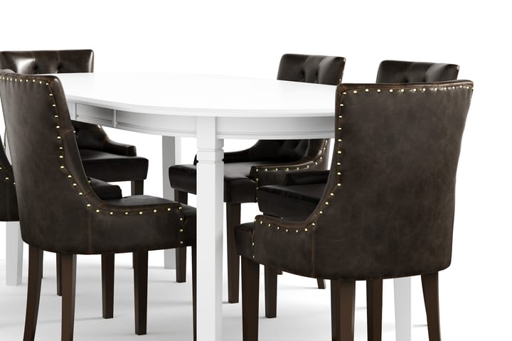 Ruokapöytä Lowisa 6  Hermione tuolia - Valkoinen/Ruskea - Huonekalut - Pöytä & ruokailuryhmä - Ruokailuryhmä