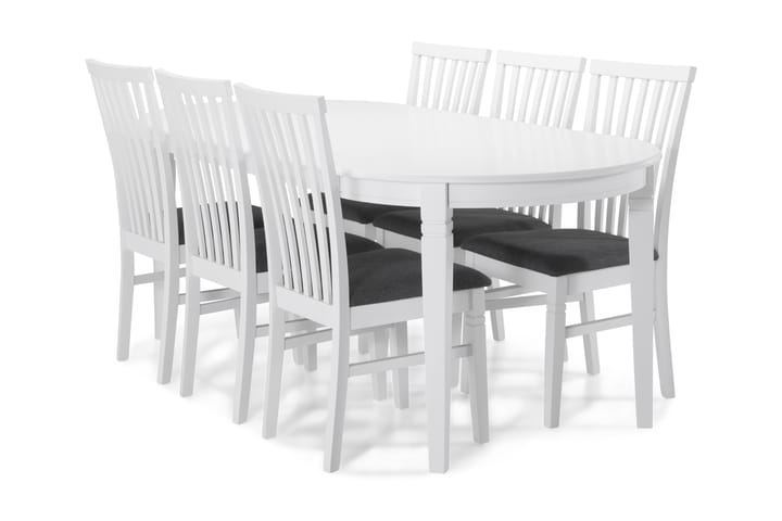 Ruokapöytä Lowisa 6 kpl Lowisa tuolia - Valkoinen/Harmaa - Huonekalut - Pöydät & ruokailuryhmät - Ruokailuryhmä