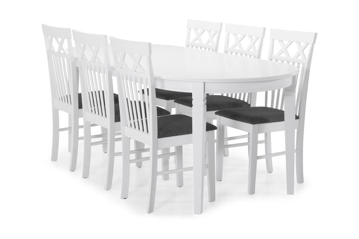 Ruokapöytä Lowisa 6 Magdalena tuolia - Valkoinen - Huonekalut - Pöydät & ruokailuryhmät - Ruokailuryhmä