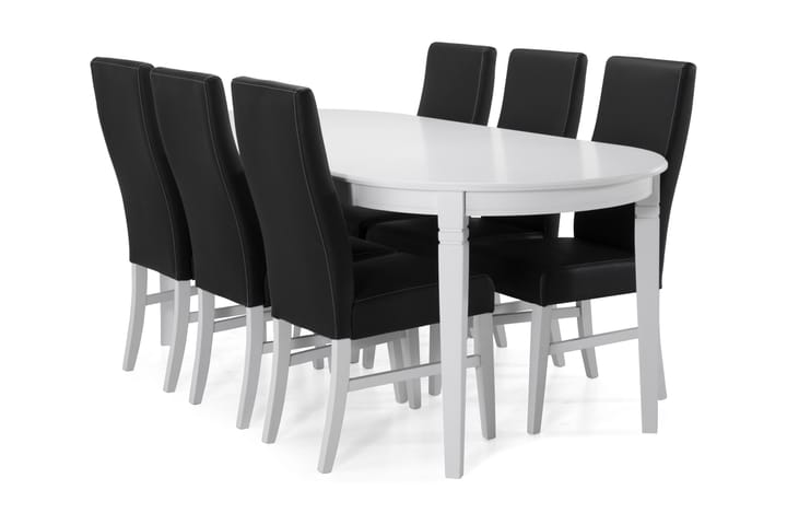 Ruokapöytä Lowisa 6 Max tuolia - Valkoinen/Musta - Huonekalut - Pöytä & ruokailuryhmä - Ruokailuryhmä