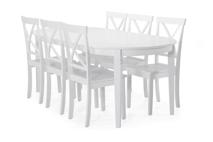 Ruokapöytä Lowisa 6 Nadica tuolia - Valkoinen - Huonekalut - Pöytä & ruokailuryhmä - Ruokailuryhmä