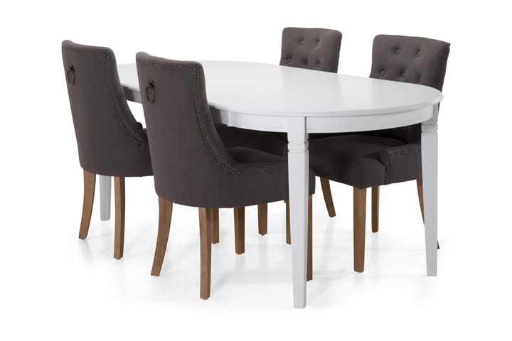 Ruokapöytä Lowisa 6 Ophelia tuolia - Harmaa/Valkoinen - Huonekalut - Pöytä & ruokailuryhmä - Ruokailuryhmä
