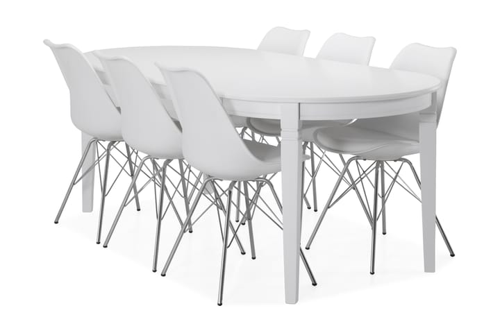 Ruokapöytä Lowisa 6 Scale tuolia - Valkoinen/Kromi - Huonekalut - Pöydät & ruokailuryhmät - Ruokailuryhmä