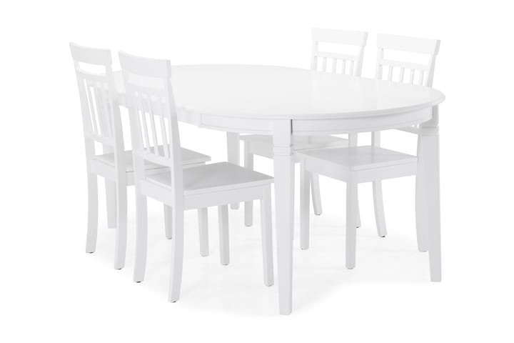 Ruokapöytä Lowisa Jatkettava 150 cm Ovaali - Valkoinen - Huonekalut - Pöytä & ruokailuryhmä - Ruokapöydät & keittiön pöydät