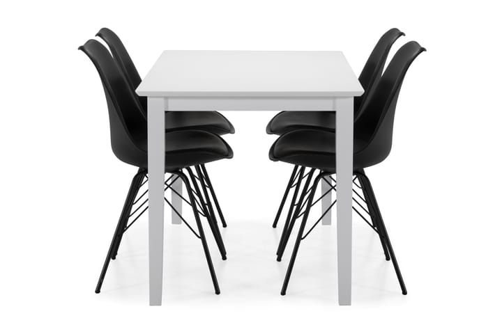 Ruokapöytä Matilda 4 Scale tuolia - Valkoinen/Musta - Huonekalut - Pöytä & ruokailuryhmä - Ruokailuryhmä