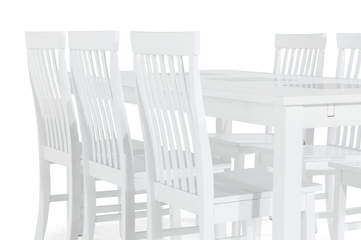 Ruokapöytä Octavia 6 Milica tuolia - Valkoinen - Huonekalut - Pöytä & ruokailuryhmä - Ruokailuryhmä