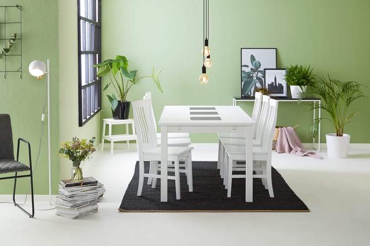 Ruokapöytä Octavia 6 Milica tuolia - Valkoinen - Huonekalut - Pöytä & ruokailuryhmä - Ruokailuryhmä