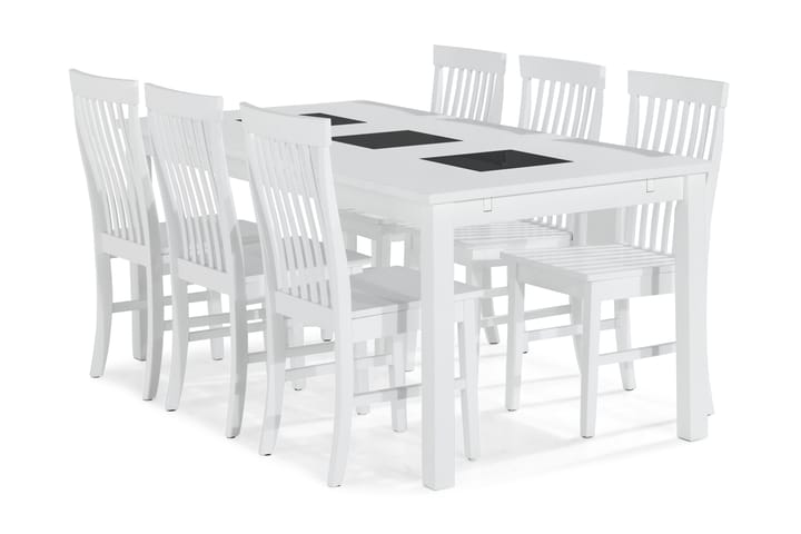 Ruokapöytä Octavia 6 Milica tuolia - Valkoinen - Huonekalut - Pöydät & ruokailuryhmät - Ruokailuryhmä
