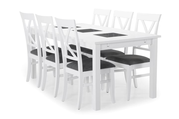Ruokapöytä Octavia 6 Twain tuolia - Valkoinen - Huonekalut - Pöytä & ruokailuryhmä - Ruokailuryhmä