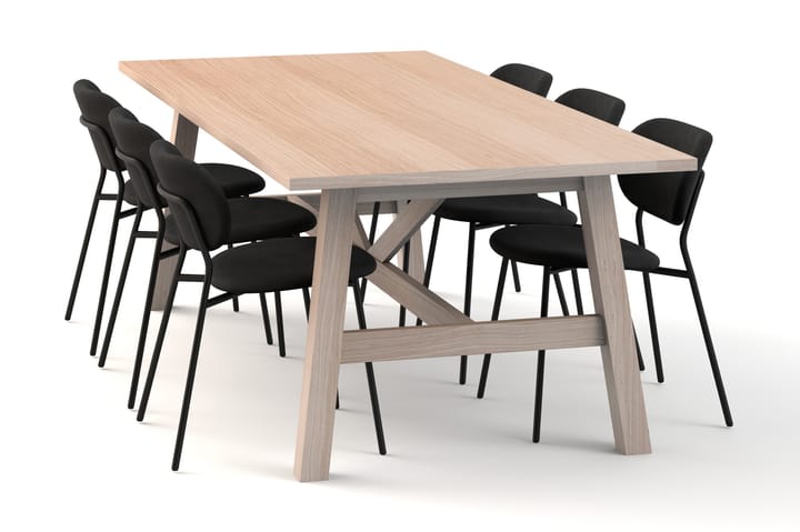 Ruokapöytä Redex 200 cm 6 Mcwain ruokatuolia Sametti - Valkoinen - Huonekalut - Pöytä & ruokailuryhmä - Ruokailuryhmä