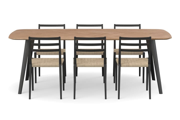 Ruokapöytä Sharmon 220 cm 6 Nurgut ruokatuolia - Ruskea - Huonekalut - Pöytä & ruokailuryhmä - Ruokailuryhmä