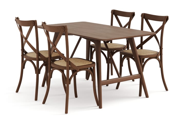 Ruokapöytä Skagana 140 cm 4 Prumerland tuoli - Ruskea - Huonekalut - Pöytä & ruokailuryhmä - Ruokailuryhmä