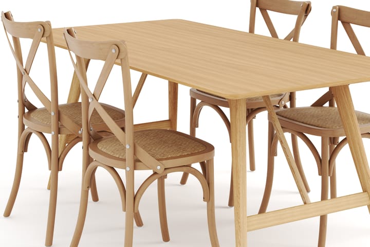 Ruokapöytä Skagana 180 cm  4 Prumerland tuolia - Luonnonväri - Huonekalut - Pöytä & ruokailuryhmä - Ruokailuryhmä
