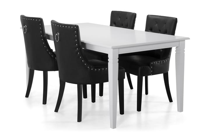 Ruokapöytä Twain 4 Hermione tuolia - Valkoinen/Musta - Huonekalut - Pöydät & ruokailuryhmät - Ruokailuryhmä