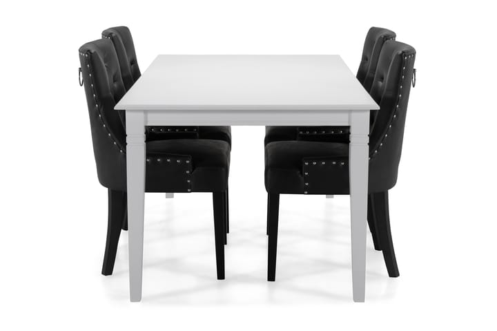 Ruokapöytä Twain 4 Hermione tuolia - Valkoinen/Musta - Huonekalut - Pöydät & ruokailuryhmät - Ruokailuryhmä