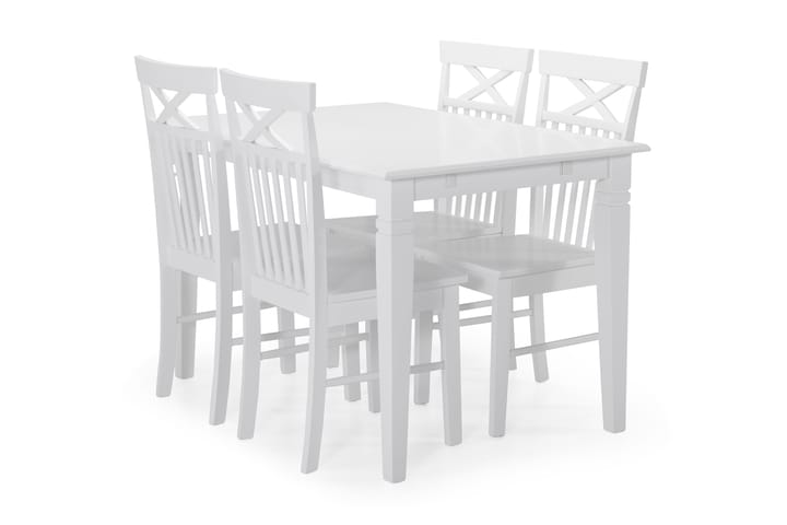 Ruokapöytä Twain 4 Matilda tuolia - Valkoinen - Huonekalut - Pöydät & ruokailuryhmät - Ruokailuryhmä