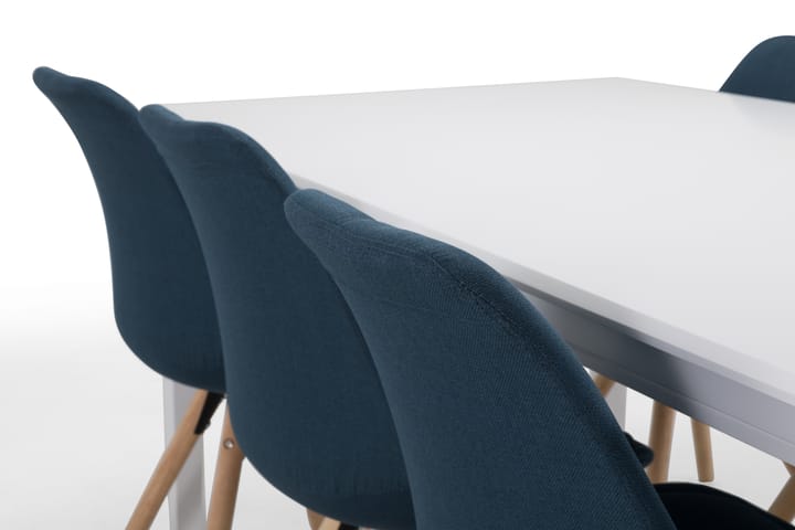 Ruokapöytä Twain 6 Anton tuolia - Valkoinen/Sininen - Huonekalut - Pöytä & ruokailuryhmä - Ruokailuryhmä