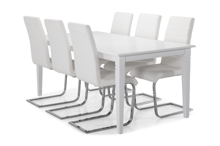 Ruokapöytä Twain 6 Jack tuolia - Valkoinen - Huonekalut - Pöydät & ruokailuryhmät - Ruokailuryhmä