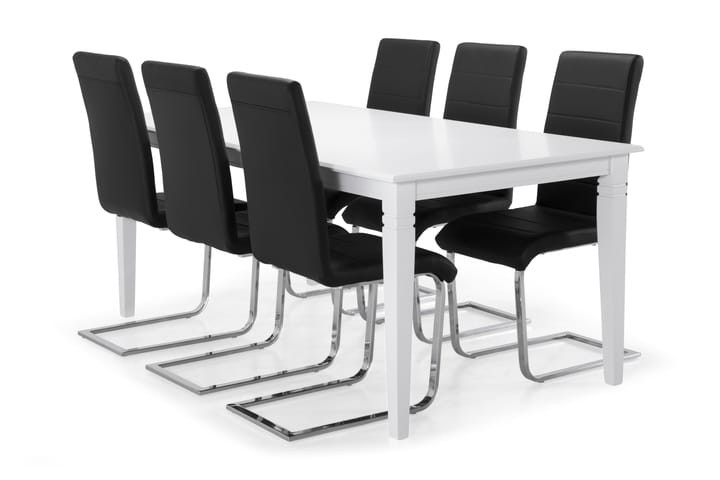 Ruokapöytä Twain 6 Jack tuolia - Valkoinen/Musta/Kromi - Huonekalut - Pöytä & ruokailuryhmä - Ruokailuryhmä