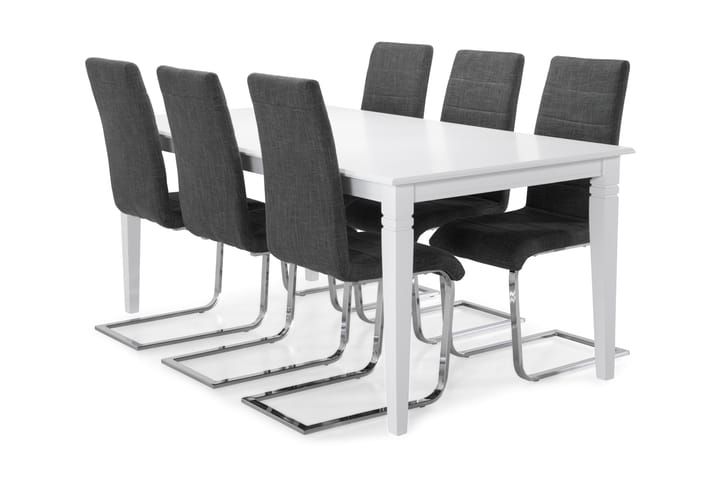 Ruokapöytä Twain 6 kpl Jack tuolia - Valkoinen/Harmaa - Huonekalut - Pöydät & ruokailuryhmät - Ruokailuryhmä