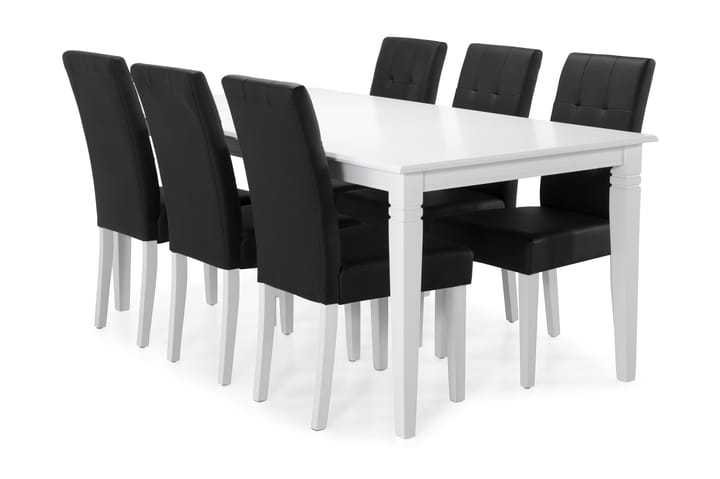 Ruokapöytä Twain 6 kpl Leo tuolia - Musta/Valkoinen - Huonekalut - Pöytä & ruokailuryhmä - Ruokailuryhmä