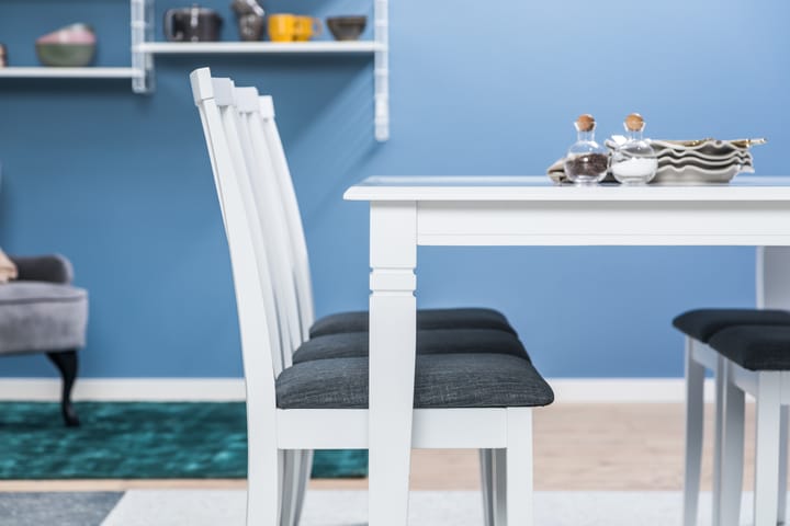 Ruokapöytä Twain 6 Lowisa tuolia - Valkoinen/Harmaa - Huonekalut - Pöytä & ruokailuryhmä - Ruokailuryhmä