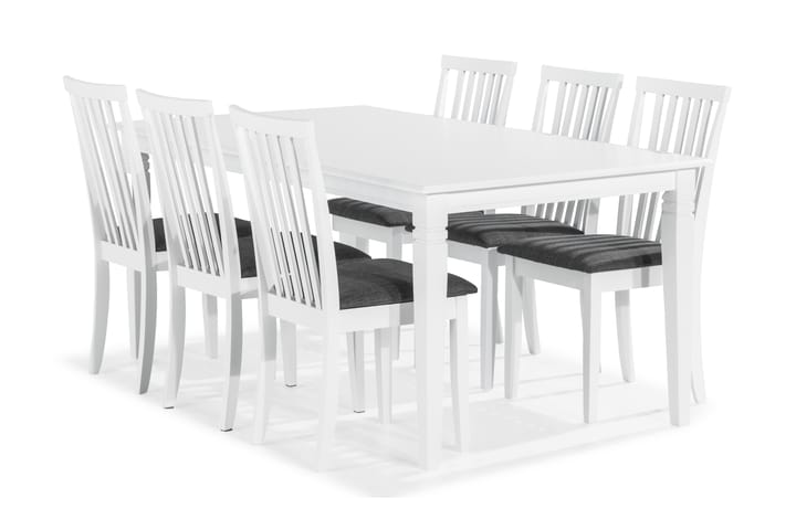 Ruokapöytä Twain 6 Lowisa tuolia - Valkoinen/Harmaa - Huonekalut - Pöytä & ruokailuryhmä - Ruokailuryhmä