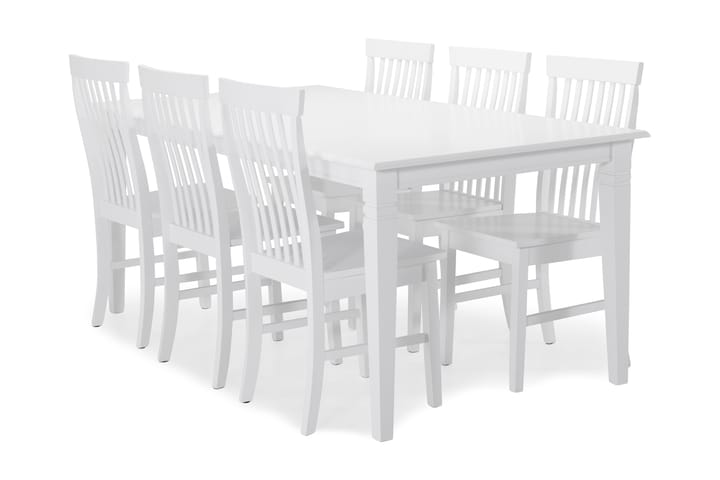 Ruokapöytä Twain 6 Milica tuolia - Valkoinen - Huonekalut - Pöydät & ruokailuryhmät - Ruokailuryhmä