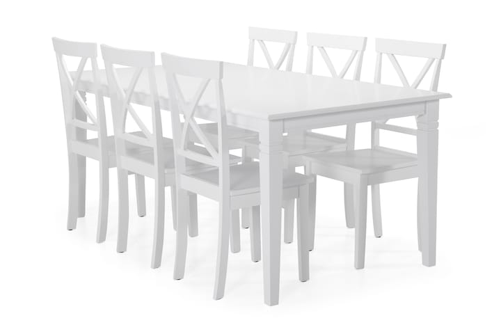 Ruokapöytä Twain 6 Nadica tuolia - Valkoinen - Huonekalut - Pöytä & ruokailuryhmä - Ruokailuryhmä