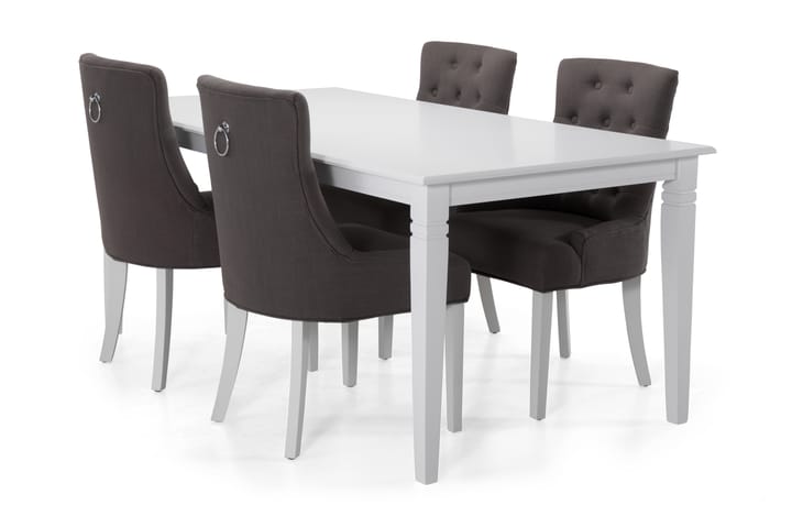 Ruokapöytä Twain 6 Ophelia tuolia - Valkoinen/Tummanharmaa - Huonekalut - Pöydät & ruokailuryhmät - Ruokailuryhmä