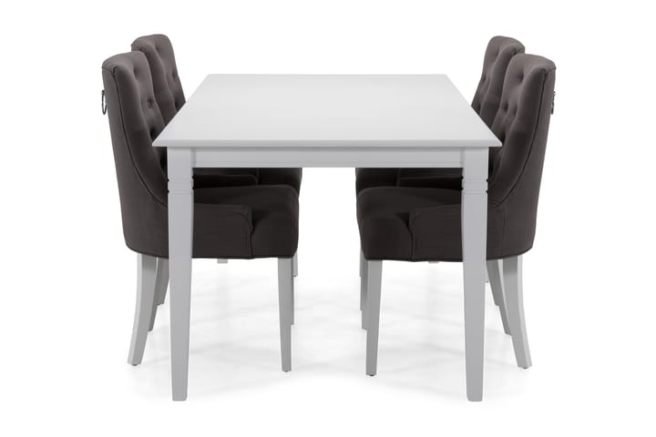 Ruokapöytä Twain 6 Ophelia tuolia - Valkoinen/Tummanharmaa - Huonekalut - Pöytä & ruokailuryhmä - Ruokailuryhmä