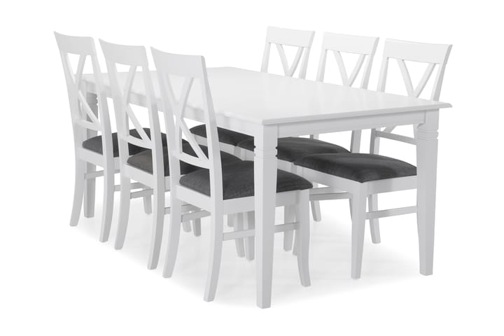 Ruokapöytä Twain 6 Twain tuolia - Valkoinen - Huonekalut - Pöytä & ruokailuryhmä - Ruokailuryhmä