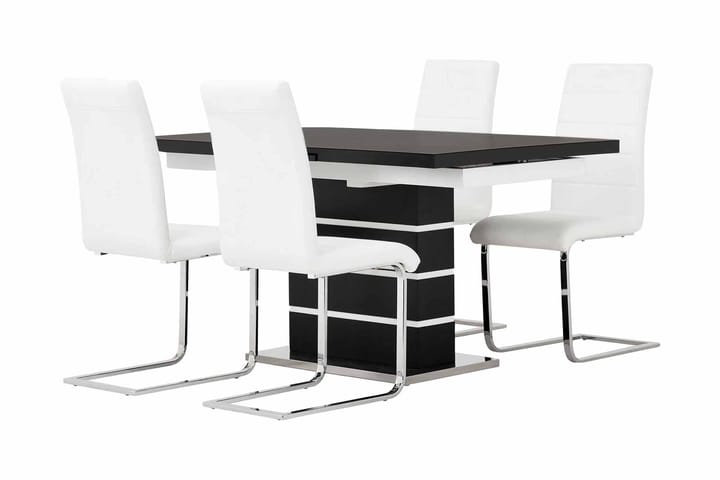 SUNNE Pöytä 140 Musta/valk + 4 EMÅN tuolia Valk