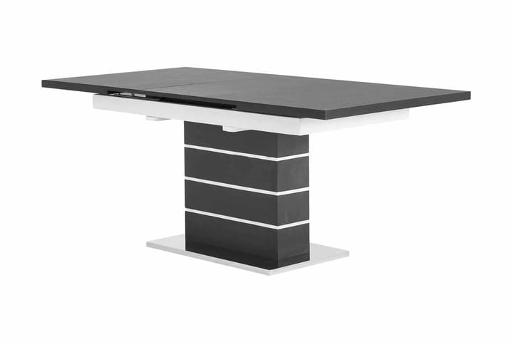 SUNNE Pöytä 140 Musta/valk + 4 FREDAN tuolia Harmaa - Huonekalut - Pöydät & ruokailuryhmät - Ruokailuryhmä
