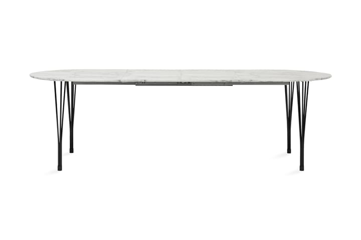 Pöytä Sterling Jatkettava 160 cm Ovaali - Marmori/Musta - Huonekalut - Pöydät & ruokailuryhmät - Ruokapöydät & keittiön pöydät