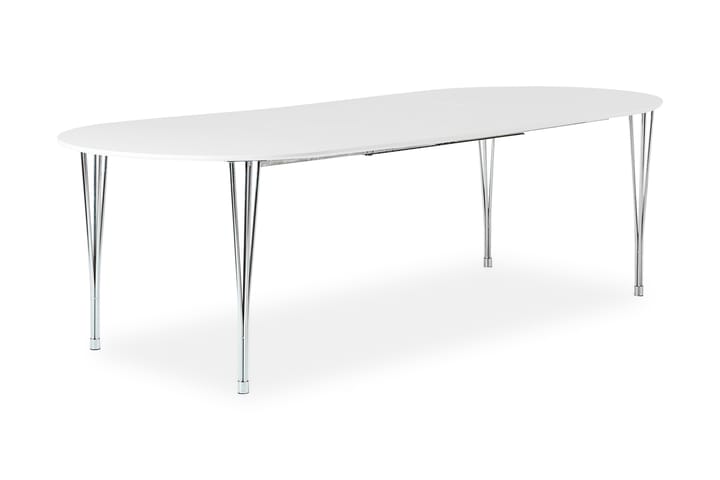 Pöytä Sterling Jatkettava 160 cm Ovaali - Valkoinen/Kromi - Huonekalut - Pöytä & ruokailuryhmä - Ruokapöydät & keittiön pöydät