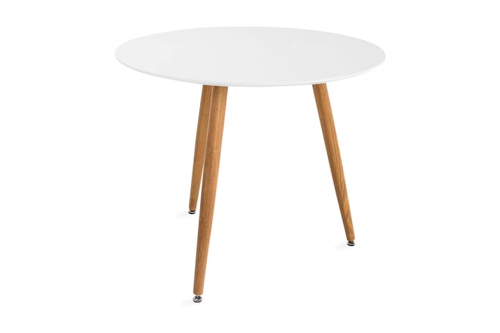 Pöytä Tommy 90 cm Pyöreä - Valkoinen/Tammi - Huonekalut - Pöydät & ruokailuryhmät - Ruokapöydät & keittiön pöydät