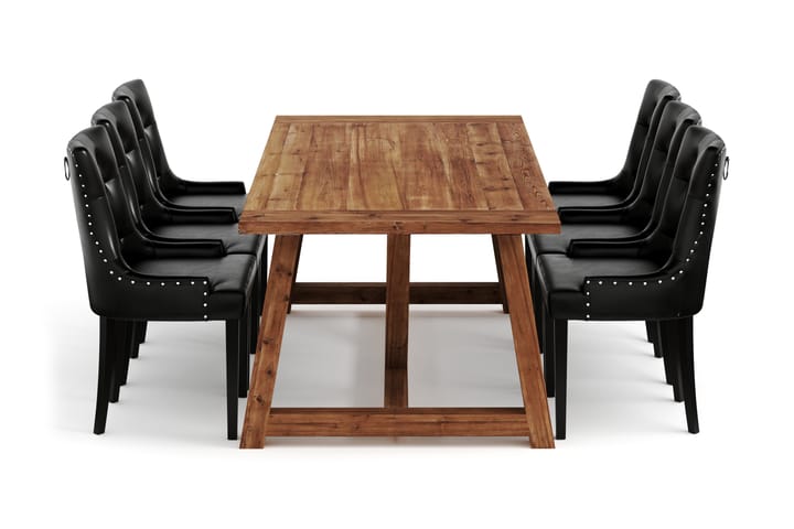 Ruokailuryhmä Pinja 200 cm 6 Hermione tuolia Keinonahka - Huonekalut - Pöytä & ruokailuryhmä - Ruokapöydät & keittiön pöydät